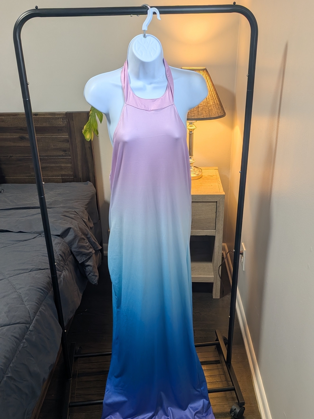 Sleeveless Ombre Maxi Dress - Pink to Blue